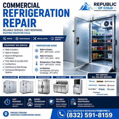 Commercial Refrigeration Repair Houston TX | Walk-In Coolers, Freezers, Ice Machines & Cold Storage Experts